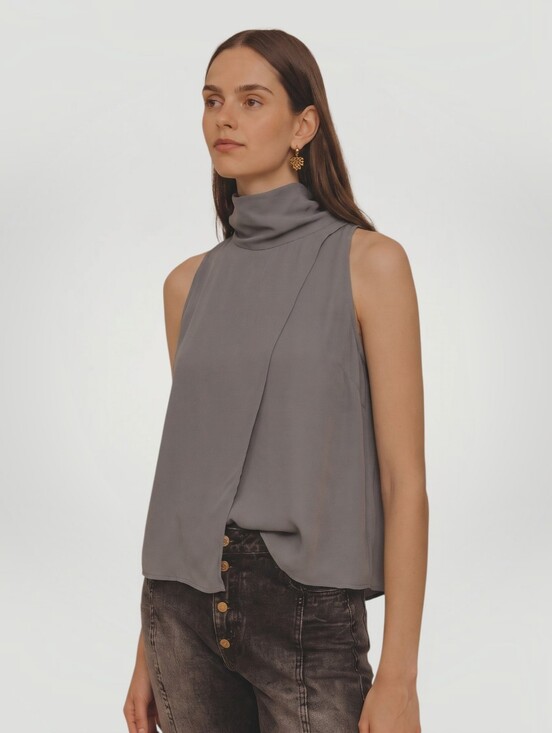 Viktoria & Woods Tops - Viktoria + Woods Draped Asymmetric Cowl Neck Top Light Blue Sz 0 Australia